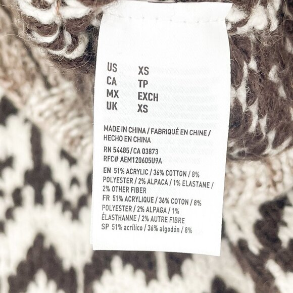 NEW American Eagle Alpaca Knit Cardigan Sweater Longline Fair Isle Open Front XS - Picture 7 of 7